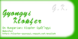 gyongyi klopfer business card